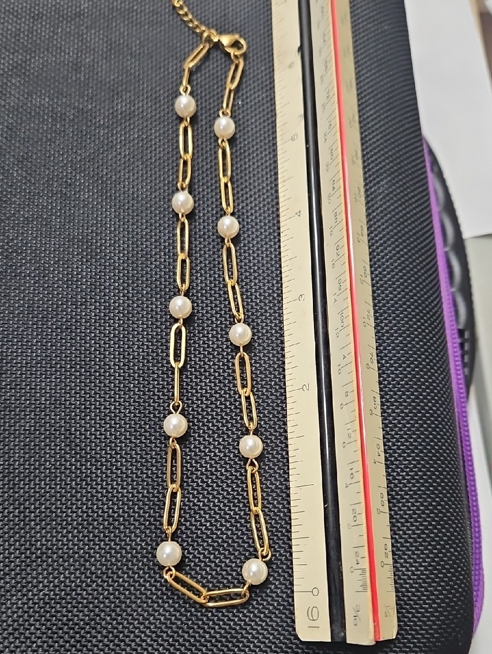 Elegant Gold Link Necklace with White Pearls - Women Jewelry